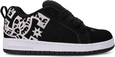 DC Shoes кросівки Court Graffik для жінок, білий, рожевий, блакитний (36 EU), чорний дизайн з леопардовим принтом