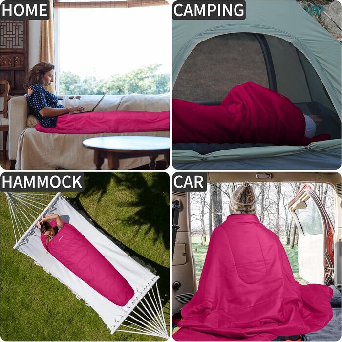 Сплячий мішок JAICOM 3/4 сезонів Ultraleicht Mumienschlafsack (800г/1600г) для дорослих - Outdoor, кемпінг, трекінг, інше (Рожевий)