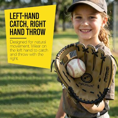 Бейсбольна рукавиця Optimum Extremer для лівші, дитяча: глибока кишеня, м'яка підкладка, захист зап'ястя