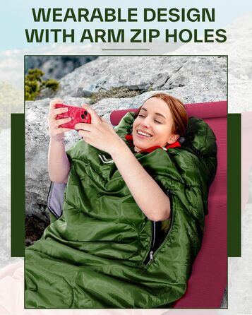 Сплячий мішок Sportneer Outdoor - ковдровий спальний мішок 3-4 сезони для дорослих, теплий спальний мішок для кемпінгу, подорожей та активного відпочинку (200x85см, зелений)