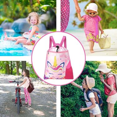 Спортивна сумка WAWSAM для гімнастики з шнурком, 38 x 45 см. Дитяча водонепроникна сумка для плавання, пляжу, покупок (Єдиноріг A002)