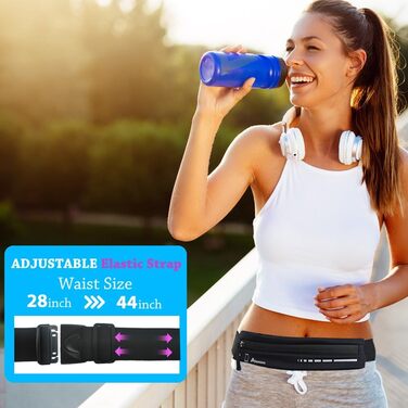 Поясна сумка для бігу Slim Running Belt, тримач для телефону, чорна. Для жінок та чоловіків. iPhone 13/12 Pro Max.