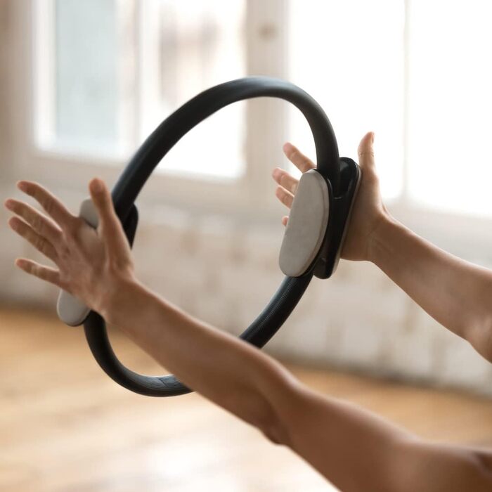 Кільце для пілатесу ATC Handels GmbH 38 см з нековзними ручками - тренажер для пресу, йоги та фітнесу, сірий