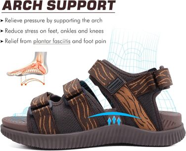 Чоловічі трекінгові сандалі KuaiLu: ортопедичні, зручні, для спорту та активного відпочинку, літні, відкриті, коричневі, 43 EU