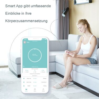 Ваги для вимірювання жиру в тілі Nilpferd, цифрові ваги, аналіз складу тіла з APP та Bluetooth, 180 кг, високоточні сенсори, сумісність з iOS та Android, батареї в комплекті, чорний