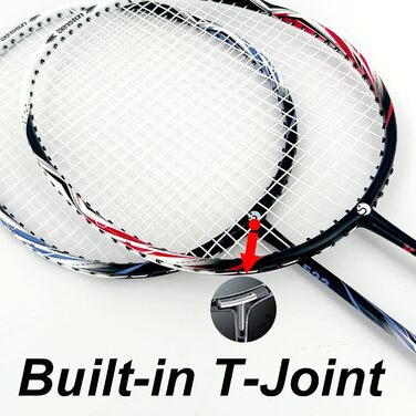 Набір для бадмінтона Senston: ракетки з карбону, сумка та 6 воланчиків, червоний/синій