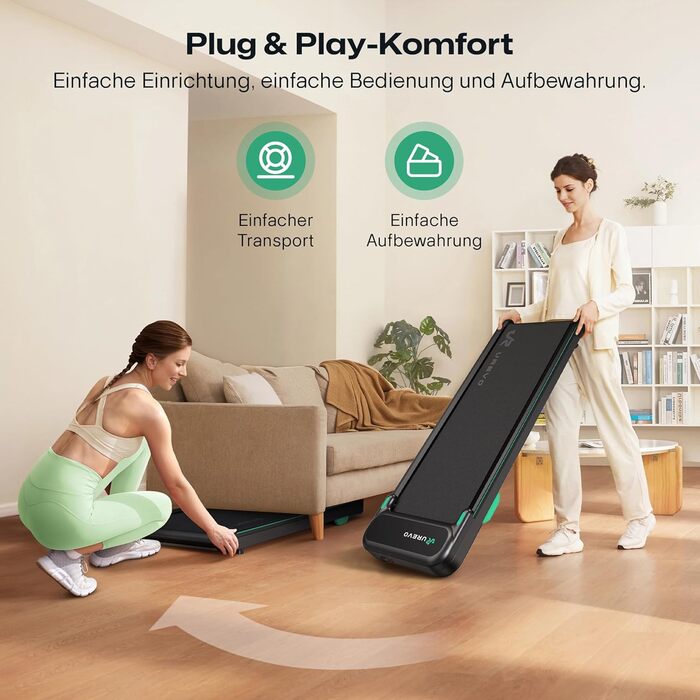 UREVO Smart Walking Pad: компактний біговий килимок під стіл з амортизацією, керування через додаток та пультом, 38x102 см