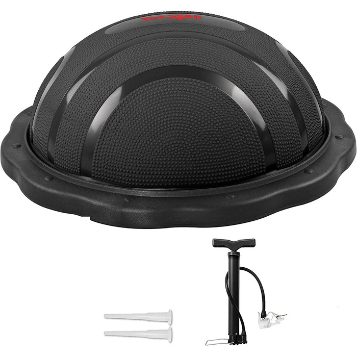 Yes4All Тренувальний баланс-бол Half Ball: Преміум баланс-тренажер, 60 см, неслизька поверхня, для йоги, фітнесу та силових тренувань. Чорний, преміум-версія