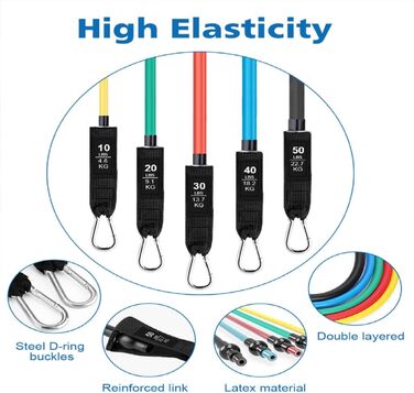 Набір еластичних стрічок для фітнесу: 5 стрічок-експандерів для занять Calisthenics, Pilates та фітнесу