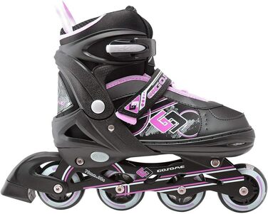 Інлайнери Tante Tina Pro для дітей - дитячі ролики-інлайнери з підсвічуванням, регульовані на 4 розміри, 4 кольори (чорний/зелений, чорний/рожевий, M (33-37))