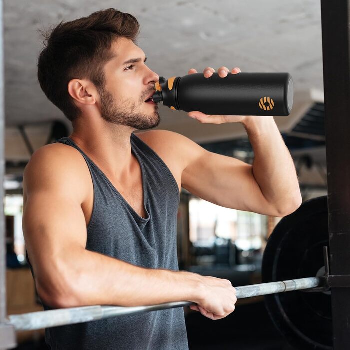 Фляга спортивна Fjbottle Edelstahl 1 л з магнітною кришкою, BPA-free, чорна - пляшка для води, школи, фітнесу
