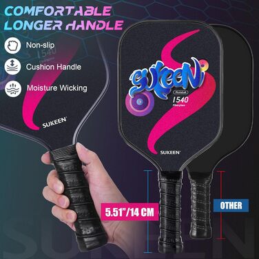 Набір пікбол-ракетки Sukeen: 2 ракетки з фібергласовою поверхнею. Підходить для чоловіків та жінок.