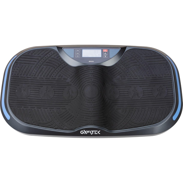 Вібраційна платформа Gymtek до 150 кг, 2×500 Вт, 12 рівнів, Bluetooth, пульт, LCD, динаміки, 2 еспандери