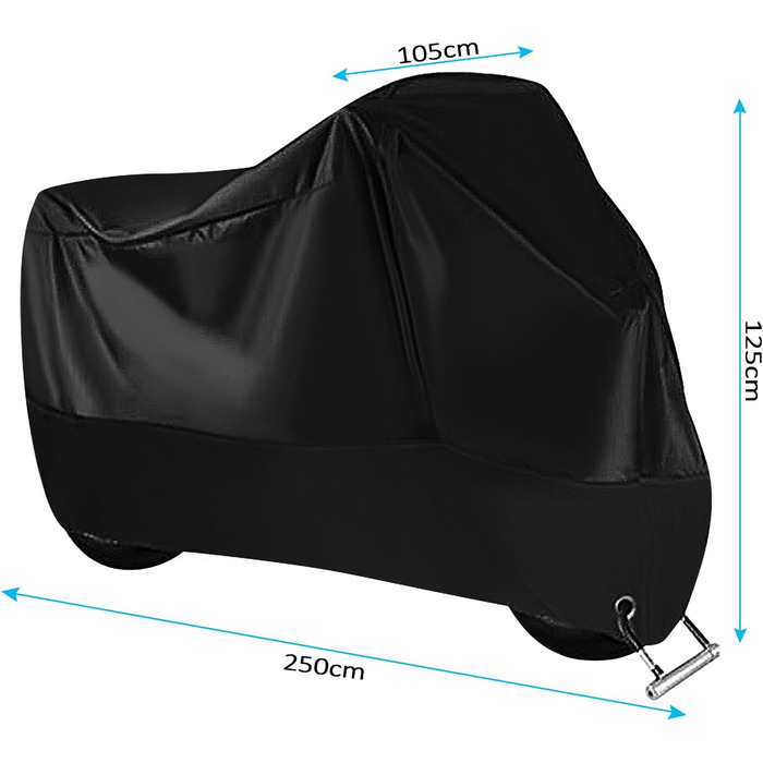 Захисний чохол для мотоцикла з поліестеру 190T, водонепроникний, UV-захист, 245x105x125 см