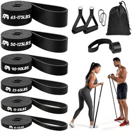 Набір еластичних стрічок для фітнесу, 6 рівнів опору, з ручками та фіксатором для дверей, для силових тренувань, бодібілдингу та домашньої гімнастики