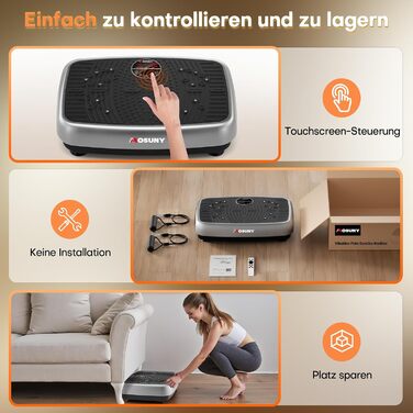 Вібраційна платформа MOSUNY з подвійним мотором для схуднення та тренувань всього тіла - масажер, до 200 кг, сірий