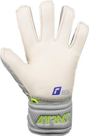 Воротарські рукавички Reusch Attrakt Grip Finger Support Junior, унісекс, зовнішній шов, grip-латекс, для всіх типів покриття, розмір 5.5, сірі/жовті