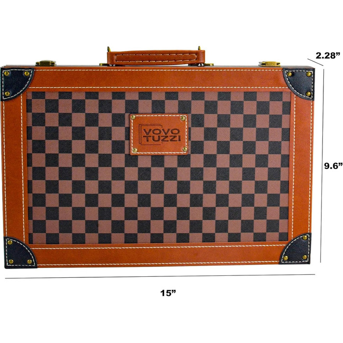 Набір для гри в шашки (бекґеммон) 15' у кейсі, класичний, для дорослих та дітей, з тартановою обкладинкою