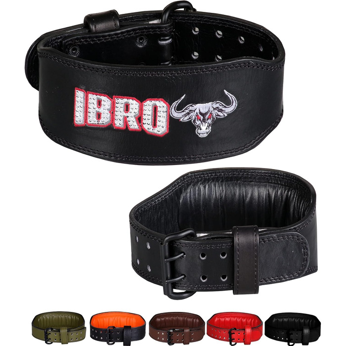Позбиковий пояс для важкої атлетики IBRO з натуральної шкіри, 7 мм, для чоловіків, присідання, станова тяга, силові тренування, бодібілдинг, міцна сталева роликова застібка, комфортне важке підняття, м'яка спинна підтримка (чорний, XS)