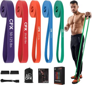 Фітнес гумки CFX: 8 шт. з дверним кріпленням, сумкою та інструкцією для фітнесу, розтяжки, йоги та силових тренувань