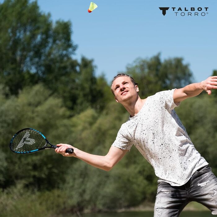 Набір для спід-бадмінтону Talbot Torro Speed 6600: 2 алюмінієві ракетки 58,5 см, 5-6 вітростійких воланів, конуси для розмітки, LED рюкзак