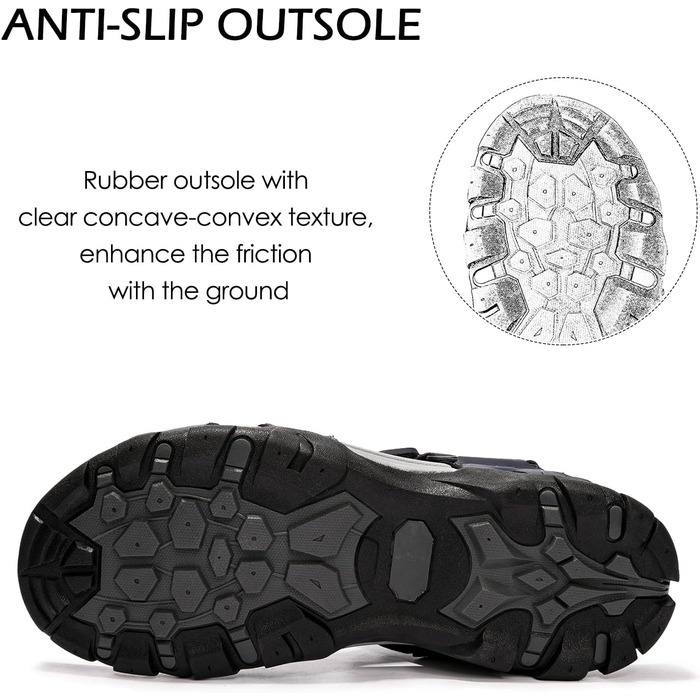 Чоловічі сандалії HEVA Leder Outdoor Sport Trekking Wander (44 EU, Nebel Blau)