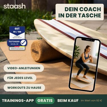 Балансборд STAASH® 5в1 з дерева для тренувань, комплект з додатком, колір: лісовий зелений