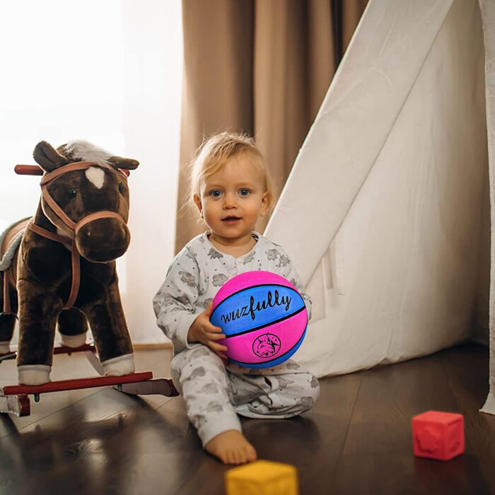 Баскетбольні м'ячі Wuzfully для дітей та дорослих для гри в приміщенні та на вулиці (3 шт., рожевий, блакитний)