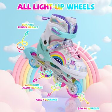 Дитячі ролики Kinder для дівчаток, регульовані, 4 розміри, для використання в приміщенні та на вулиці