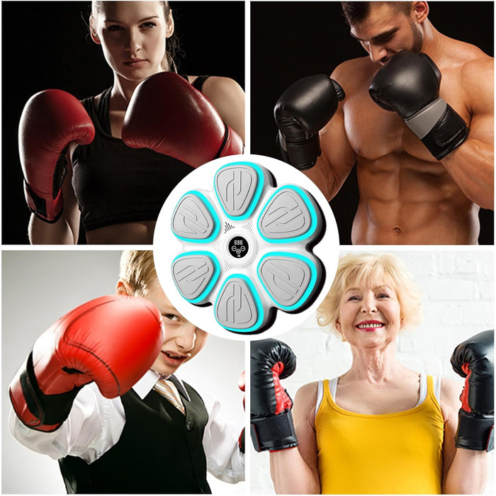 Музична бокс-машина Oamger з LED-підсвіткою, 9 режимів, рукавичками для боксу, Bluetooth та інтелектуальним підрахунком ударів. Для тренувань вдома для дітей та дорослих