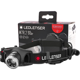 Ліхтар налобний LED Ledlenser H7R.2, акумуляторний, 600 люмен, фокусований, до 120 годин роботи, червоне заднє світло, поворотний, USB-кабель