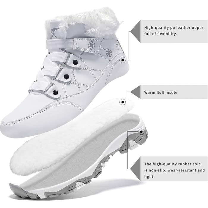 Зимові черевики VITIKE для жінок, теплі, з підкладкою, снігоступи, осінні, туристичні, зимові, 35 EU, білий, зелений