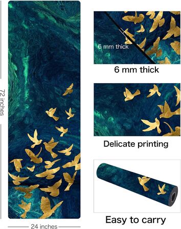 Килимок для йоги LaiEr, неслизький, екологічний, з ручкою для перенесення, товщина 6 мм (183 x 61 см)