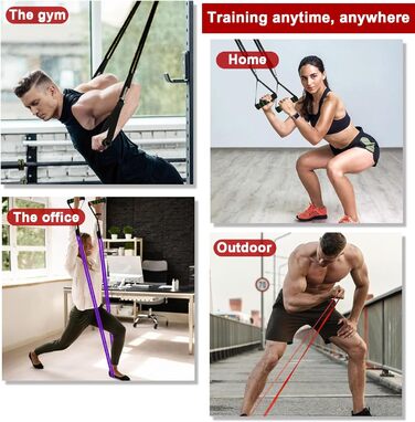 Резинки для фітнесу Wadafen: Набір еластичних стрічок для йоги, стретчингу, кросфіту та пілатесу. Включає дверний анкер, ручки та чохол.
