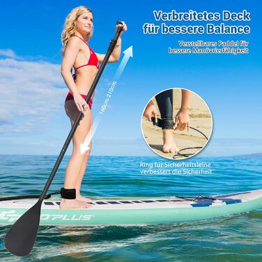 Надувна SUP-дошка COSTWAY 320x76x15 см, зелена, з веслом, насосом, рюкзаком, центровим кілем, страховочним шнуром та ремкомплектом