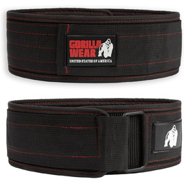 Пояс для важкої атлетики Gorilla Wear 4 дюйми, нейлоновий, чорний/червоний, підтримка для бодібілдингу, тренувань у залі, стабілізація, з логотипом, розмір M-L