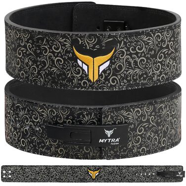 Пояс для важкої атлетики Mytra Fusion з білою пряжкою, тренувальний пояс для фітнесу та силових тренувань (чоловічий/жіночий), чорний M