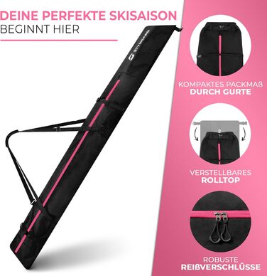 Чохол для лиж STYNGARD Helsinki, чорно-рожевий, 140-200 см, міцний матеріал, якісна фурнітура