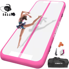 Мат для гімнастики DOBESTS Airtrack Matte рожева 600x100x20 см з насосом та сумкою