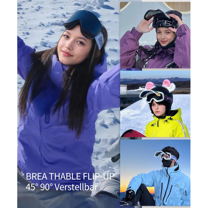 Снігові окуляри Lecage без рамки з дзеркальними лінзами для чоловіків та жінок. Захист від запотівання та УФ-фільтр. Підходять для катання на лижах та сноуборді. Чорний колір.