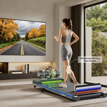 Біговий столик ONETWOFIT з RGB-підсвічуванням, регульований, з пультом керування та додатком, для дому BLACK-RGB