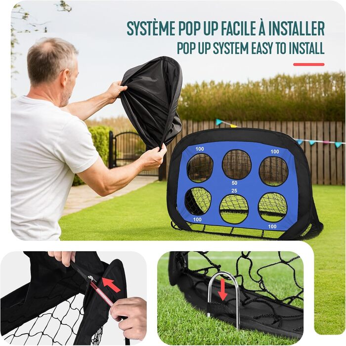 Набір з 2 воріт для футболу Vounot Pop-Up 120x80x80 см, дитячі, портативні, для саду, вулиці та тренувань 4-в-1