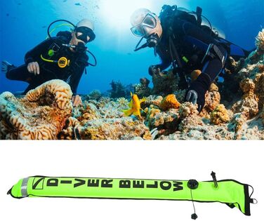 Дайвінг буй Tbest 5FT флуоресцентний жовтий, сигнальний надувний буй для підводного плавання, фрідайвінгу, підводного полювання та снорклінгу, висока видимість