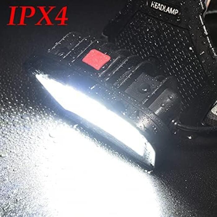 DARKBEAM COB Фонарик на голову LED з червоним світлом, перезаряджається USB, 2000 люмен, водонепроникний, для риболовлі, ремонту та будівництва, з акумуляторами, час роботи 7-14 годин