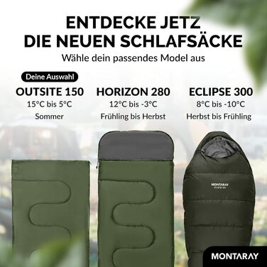 Спальний мішок для кемпінгу з капюшоном до -3°C з подушкою - Зимовий та літній спальний мішок для туризму 3-4 сезони (75 x 220 см) - Гірський спальний мішок для жінок та чоловіків (теплый) (Зелений, 150GSM, без капюшона)