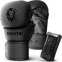Рукавички для MMA Fightr 07oz, з товстою підкладкою, для спарингу, боксу, кікбоксингу, чорні, розмір L, з чохлом