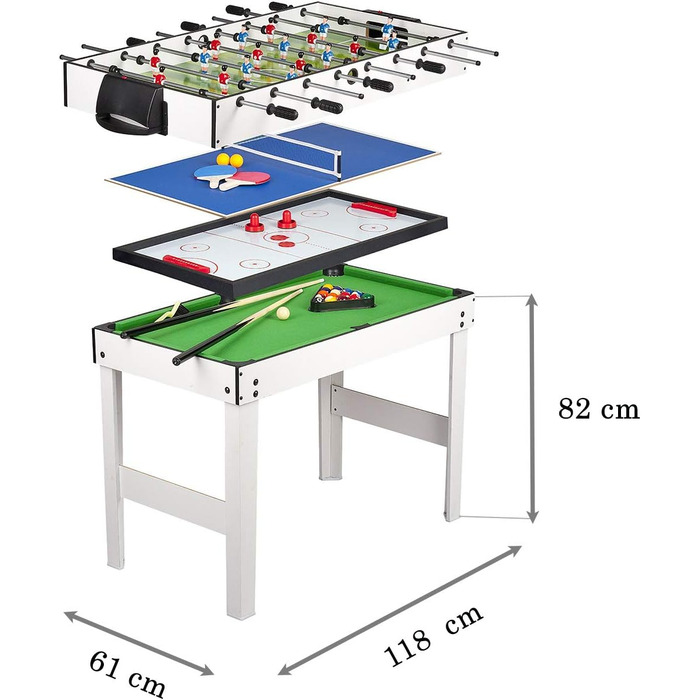 Leomark Multigame дерев'яний ігровий стіл 4в1 - пінг-понг, більярд, хокей, футбол. З аксесуарами, від 8 років