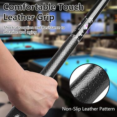 Більярдний кий 18/19/20/21 oz, 58' - професійний кий для більярду, 13mm наконечник, для гри 8/9 куль, чорний 21oz