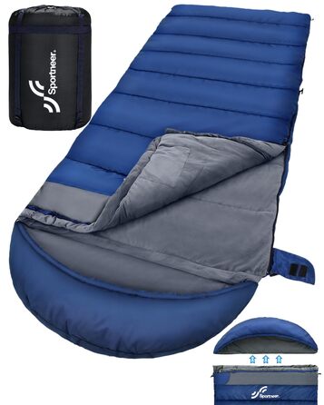 Сплячий мішок 0°C XXL 230 x 90 см. Знімний капюшон, м'яка підкладка для дорослих