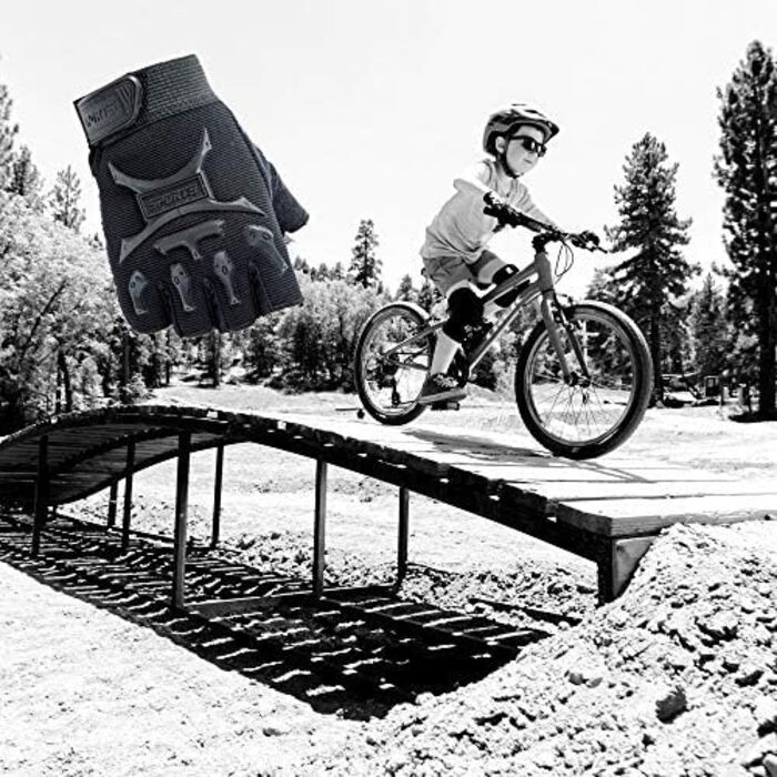 Дитячі велосипедні рукавички Long Keeper - півпальчикові, для катання на велосипеді, скейтборді, ролерблейдах, чорні